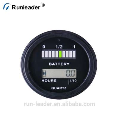 Runleader Battery Fuel Gauge Indicator With Hour Meter For DC Powered Equipment Fork Lifts Golf Carts Floor Care Equipment